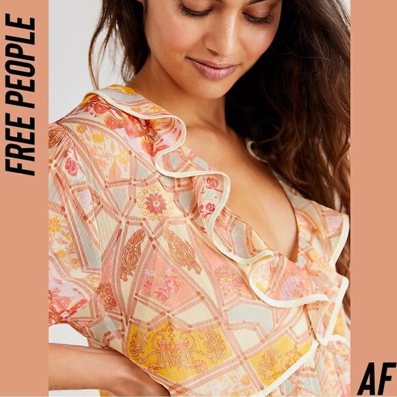 FREE PEOPLE CARMELA MAXI DRESS IN TEA COMBO NEW - Picture 3 of 10